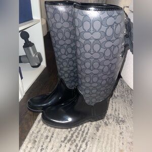 COACH Black Rain Boots W9